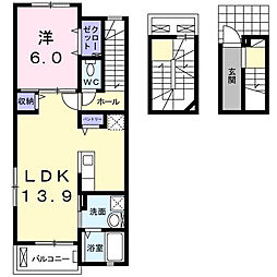 プーロ　フィウーメ 3階1LDKの間取り
