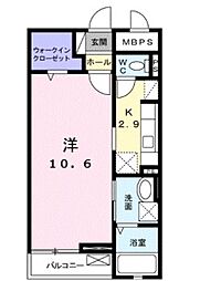 クレメント千葉寺 2階1Kの間取り