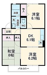 サンライズ・ヒルA 3DKの間取図画像