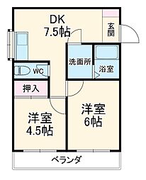 ケイエムハイム 1階2DKの間取り