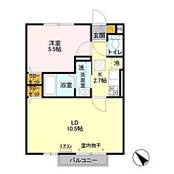 IRマスヤB 1LDKの間取図画像