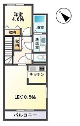 ミューズ岩根 1LDKの間取図画像