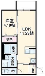 ＣＲＡＳＴＩＮＥ太秦安井北御所町 3階1LDKの間取り