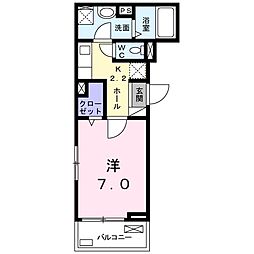 サニーレジデンス 3階1Kの間取り