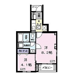 グランペ西ノ山 1階1SKの間取り