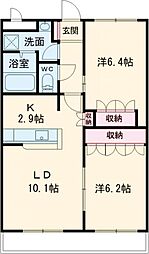 ラフィール 3階2LDKの間取り