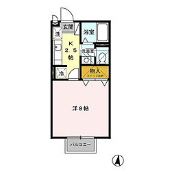 小田急小田原線 本厚木駅 バス25分 昭和音楽大学前下車 徒歩6分の賃貸アパート 2階1Kの間取り