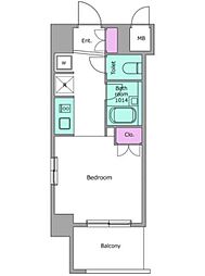 京急本線 京急川崎駅 徒歩4分の賃貸マンション 6階ワンルームの間取り