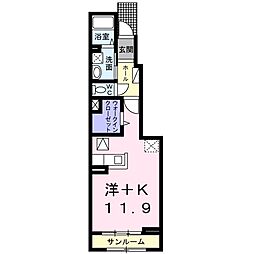 ラフォーレ・Ａ 1階ワンルームの間取り
