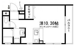 パープルシャトーマルモ 1Kの間取図画像