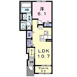 エルディケイ　I 1階1LDKの間取り