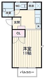 エルパティオ 1階ワンルームの間取り