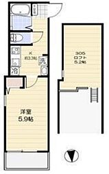 ルミエール赤羽 3階1Kの間取り