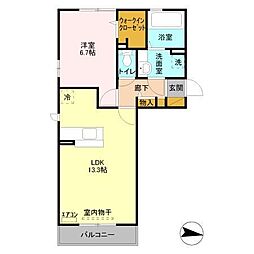 ロチュス 2階1LDKの間取り