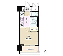 アストリア鶴見 5階1Kの間取り