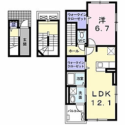 リアン 3階1LDKの間取り
