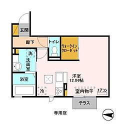 ルミウス 1階ワンルームの間取り