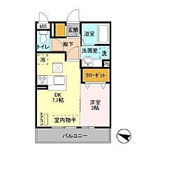 JR京葉線 蘇我駅 徒歩11分の賃貸マンション 1階1DKの間取り