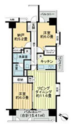 ユアコート川越 5階2SLDKの間取り