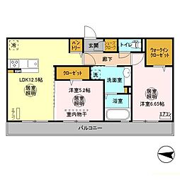 Ｆｉｏｒｅ吾妻 2階2LDKの間取り