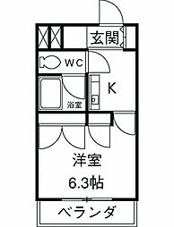 パルフェ城南ビル 4階1Kの間取り