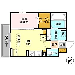 カナミオン 3階1LDKの間取り