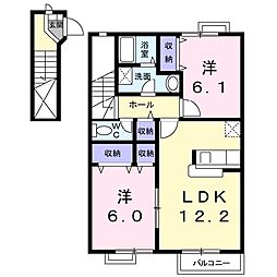 ネイチャーフィールドC 2LDKの間取図画像