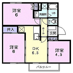 ニューエルディム落合A 3DKの間取図画像