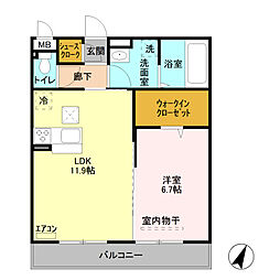 グレイス・フォレ　I 1階1LDKの間取り