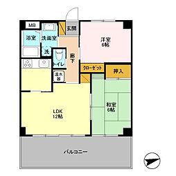 カーサフィオーレ 3階2LDKの間取り