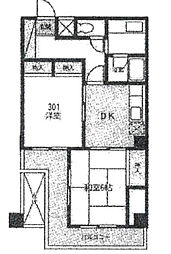 JR総武本線 東千葉駅 徒歩29分の賃貸マンション 3階2DKの間取り