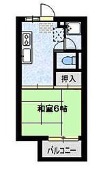 グリーンハイツ加藤 2階1Kの間取り