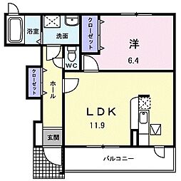 昴　Ａ 1階1LDKの間取り