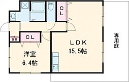 阪急京都本線 桂駅 徒歩25分の賃貸マンション 1階1LDKの間取り