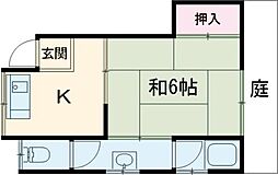 阪急京都本線 西向日駅 徒歩6分の賃貸アパート 1階1LDKの間取り