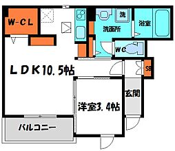 リエート大日 1LDKの間取図画像