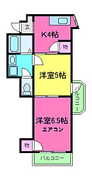 スカイロード太秦 6階2Kの間取り