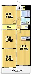アフリー太田 5階3LDKの間取り