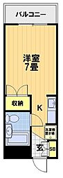 エントピア嵯峨 3階1Kの間取り