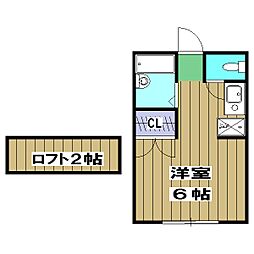JR山陰本線 園部駅 徒歩27分の賃貸アパート 1階ワンルームの間取り
