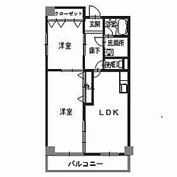 ハイツ・イシカワ 3階2LDKの間取り