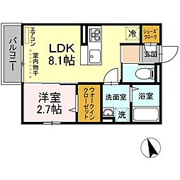 リベール 2階1LDKの間取り