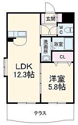 マ.テール城南 1LDKの間取図画像