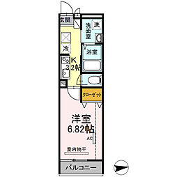 メイプルプレイス 1階1Kの間取り