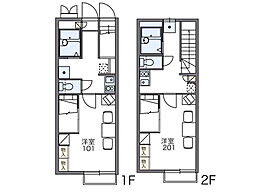 レオパレスシャルマン浅野2 1Kの間取図画像
