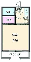 カームハウス日進 2階1Kの間取り