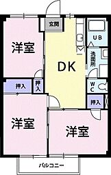 ポワソンボワールB 3DKの間取図画像