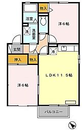 東武東上線 新河岸駅 徒歩13分の賃貸アパート 2階2LDKの間取り