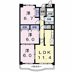 ピーノヴィアーレ前橋 5階3LDKの間取り