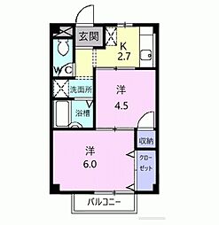レジデンスＫ 2階2Kの間取り